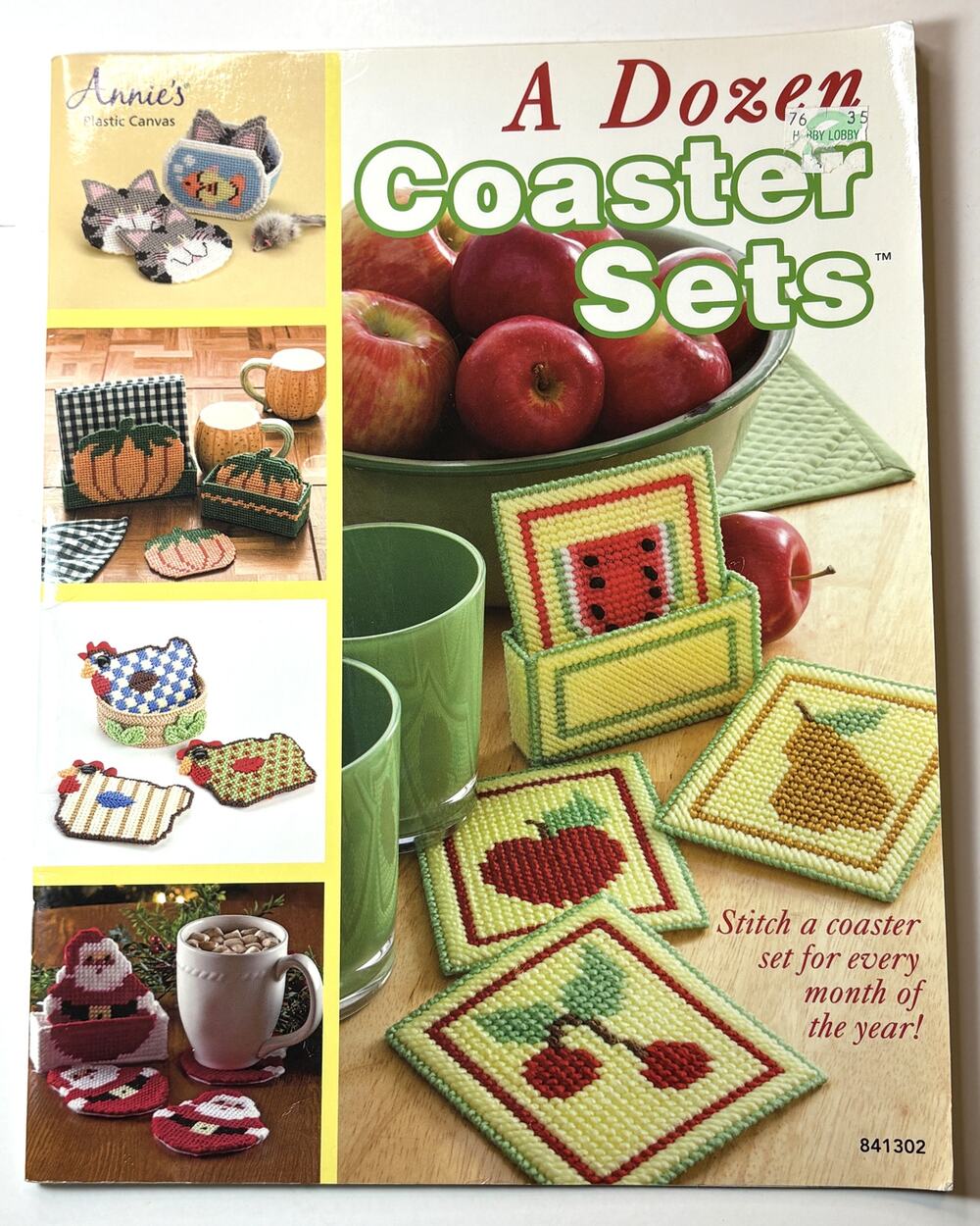 Annie’s Plastic Canvas Pattern Book – 12 Coaster Set Designs – New - vn